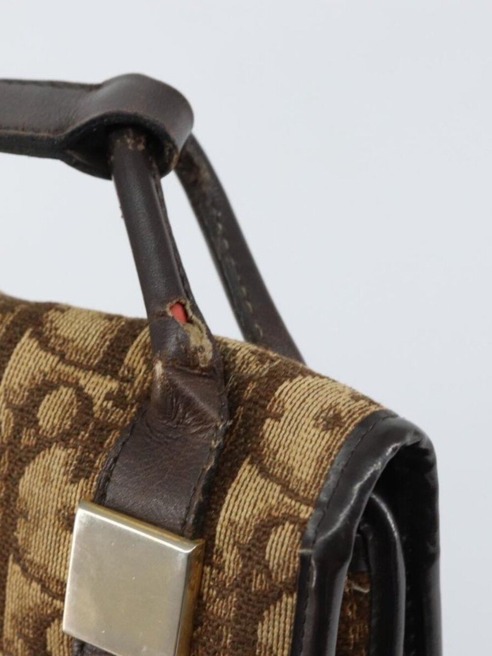 Authentic Christian Dior Trotter Canvas Shoulder Bag Beige Gold - Picture 6 of 16
